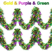Bfantian Mardi Gras Decorations Garland 2m Hanging Party Accessory Streamers Green Gold Purple Glittering Garland Decor